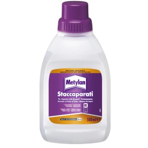 Flacone di solvente per carta da parati Metyelan, tappo viola, 500ml.