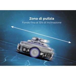 Robot pulitore per piscina Gre a batteria, robot grigio per la pulizia automatica.
