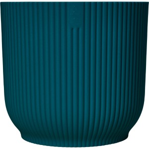 Vaso per fiori Elho Vibes Fold, Ø 18cm, blu intenso, texture a coste, in plastica riciclata.