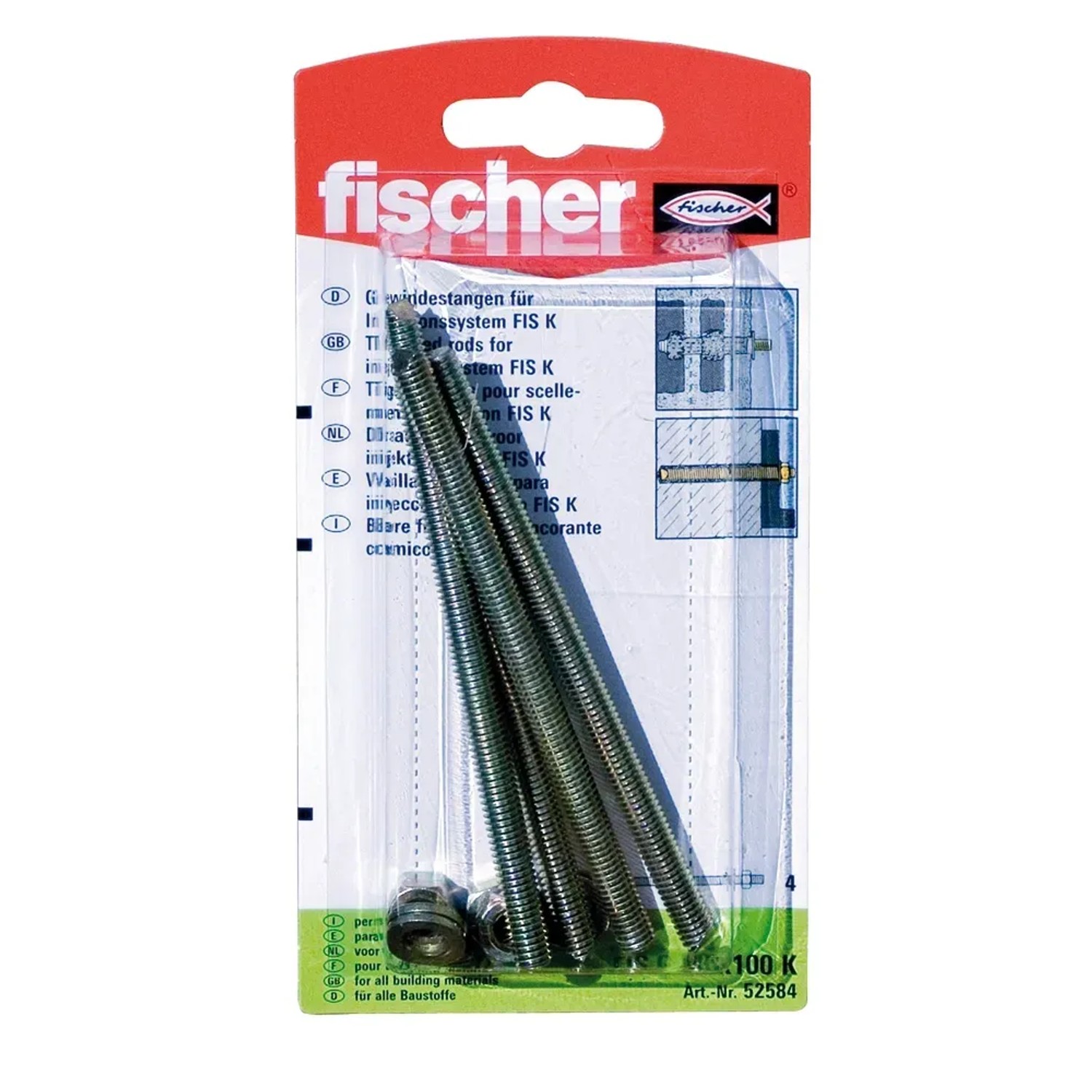 Fischer Ancoraggio filettato a iniezione FIS GS M6 x 110 K (4 pz), tassello per applicazioni variabili.