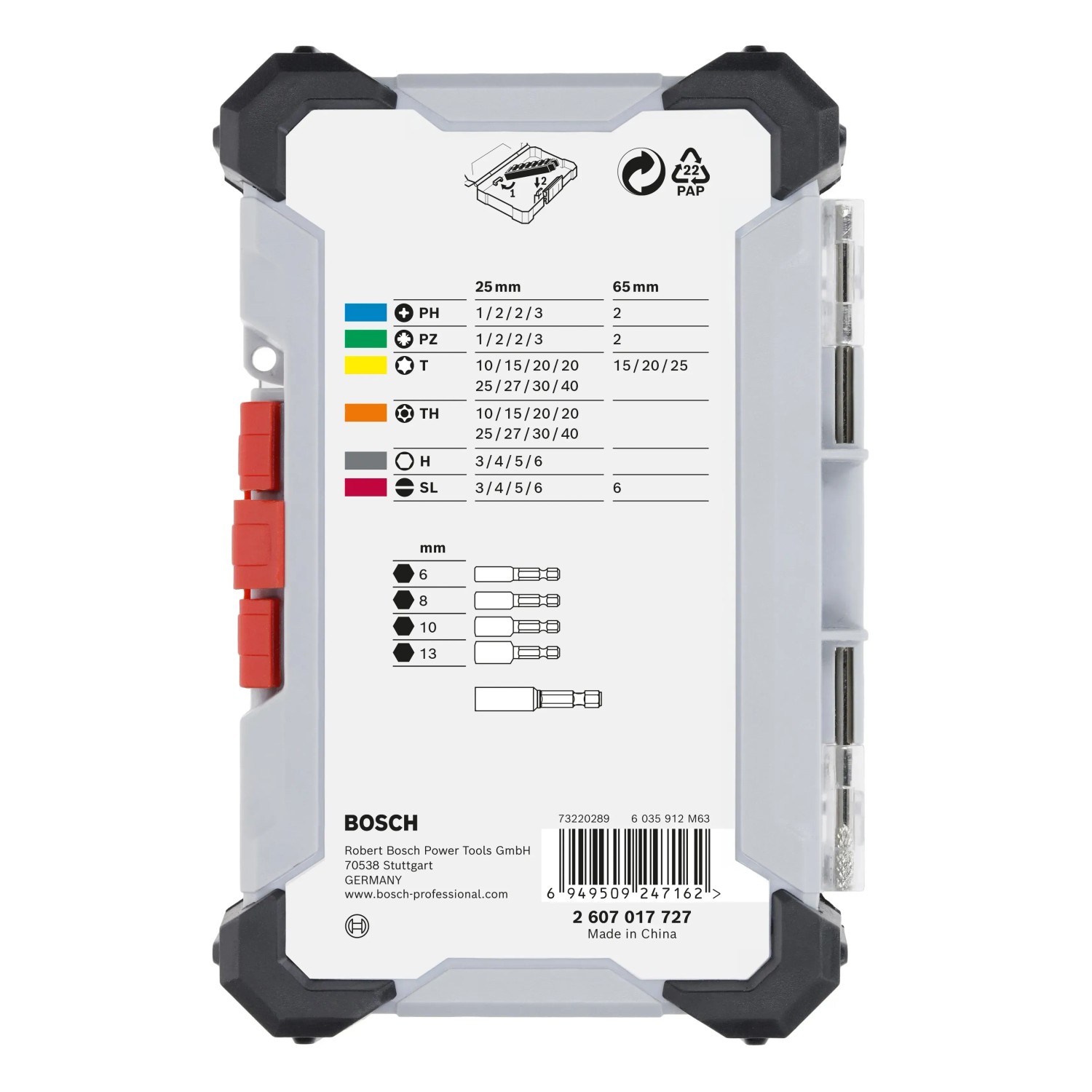 Set di inserti per avvitatori Bosch Extra Hard, 43 pezzi in valigetta, varie misure.