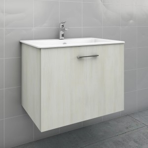 Mobile bagno sospeso con lavabo e maniglia, parte della serie di mobili per il bagno.