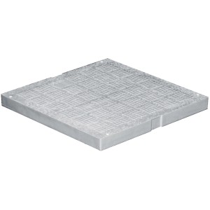 Coperchio quadrato argentato per pozzetto di scarico.