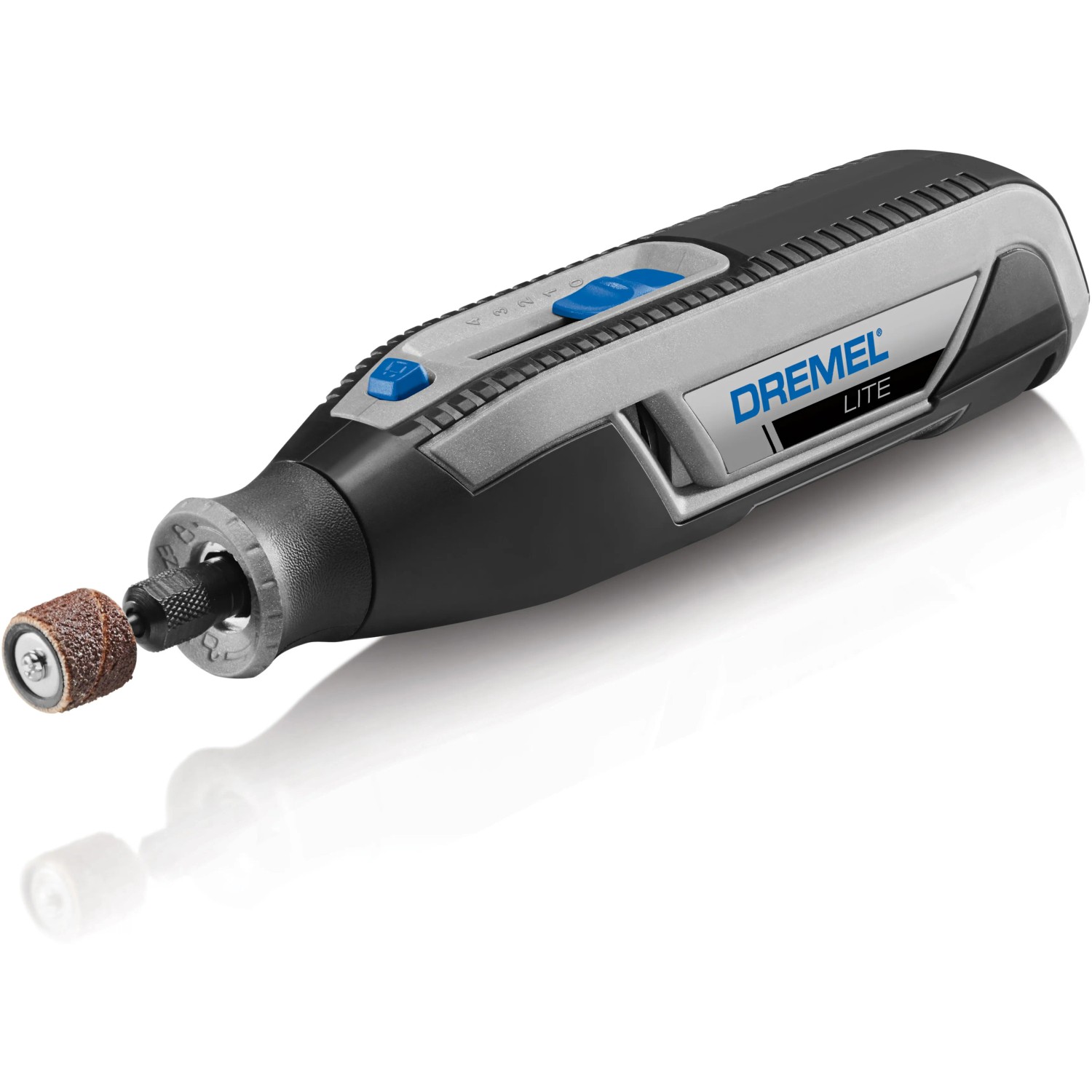 Miniutensile Dremel Lite 7760-15 con accessorio per levigatura, cordless e ricaricabile USB.