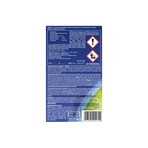 Etichetta di una bottiglia di t.b.t. Antizanzare con avvertenze e ingredienti.