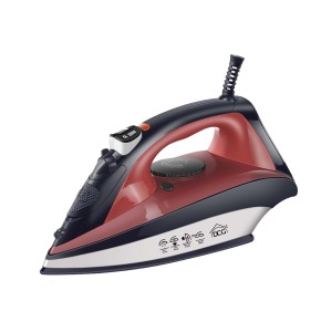 Ferro da stiro rosso e nero, un pratico utensile da cucina per la casa.