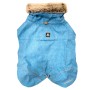 Abbigliamento per cani t.b.t. azzurro con collo in pelliccia per cani di taglia medio-piccola.