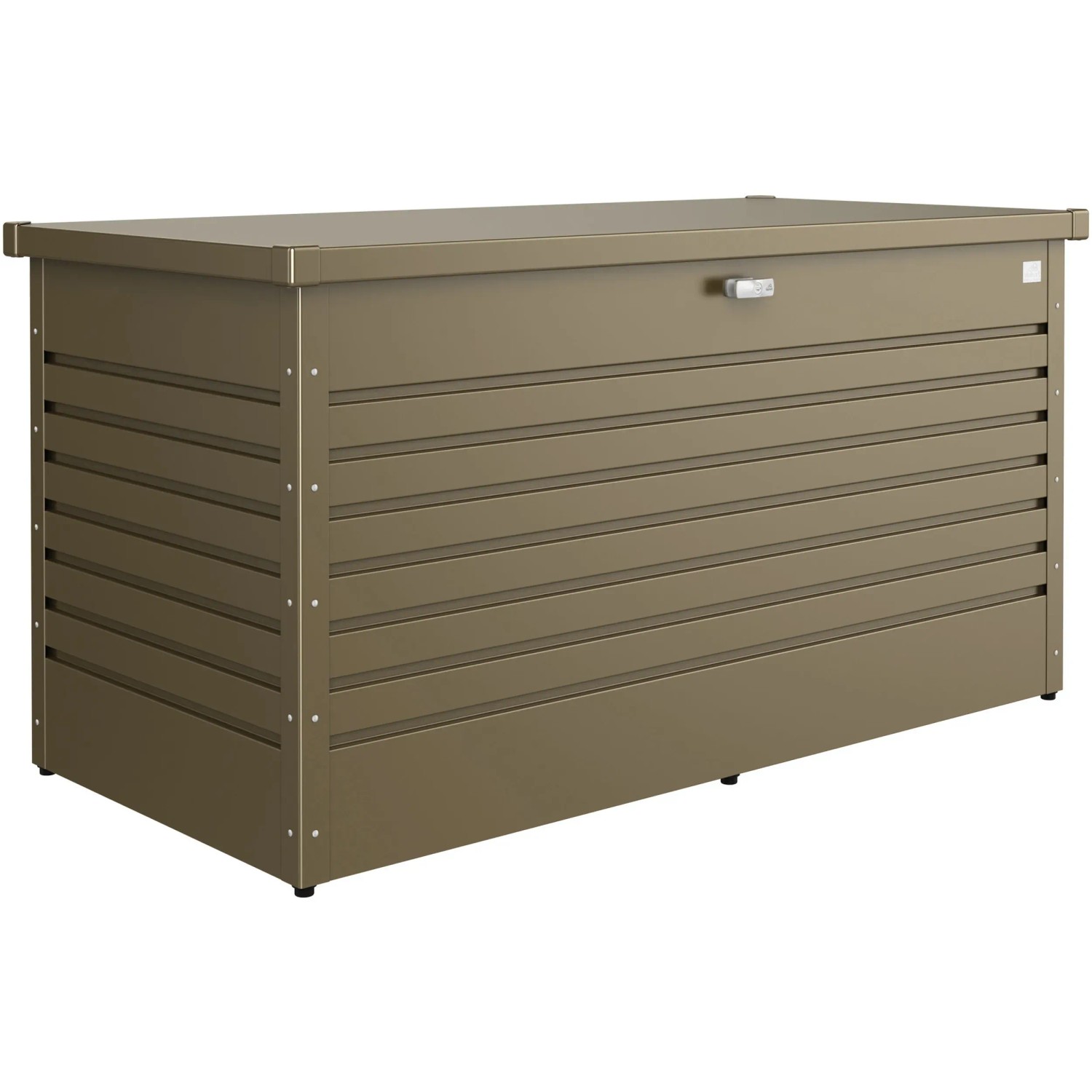 Biohort FreizeitBox 160 in bronzo metallizzato: box universale in lamiera d'acciaio con serratura a cilindro con maniglia girevole.