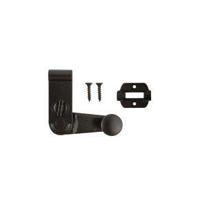 Chiusura t.b.t. nera con viti e controparte per cerniere metalliche.