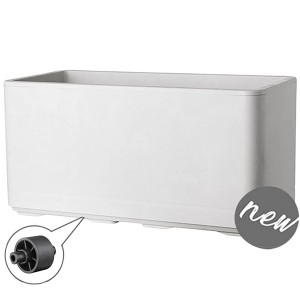 Fioriera Deroma Cosmo, 78 cm, bianco perla, con riserva d'acqua integrata e ruote.