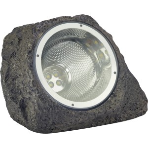 Luce decorativa solare a LED nera effetto pietra per il giardino.