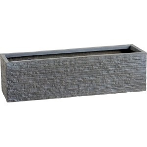 Fioriera antracite Valsonne (29x79x29 cm) effetto pietra con struttura a scanalature.