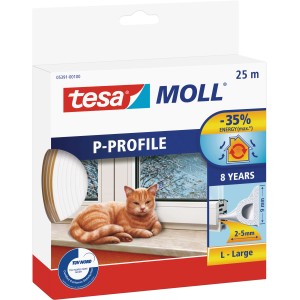 Tesa Moll Guarnizione P-Profile, 25m, per sigillare finestre, risparmio energetico.
