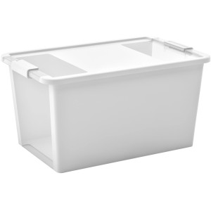 Box contenitore bianca Kis Bi Box L (40 l) con coperchio, maniglie e finestra.