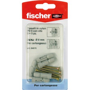 Fischer Tasselli per cartongesso, set con 5 tasselli e 5 viti.