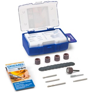 Dremel Set lavorazione legno 681, 20 pezzi, con accessori in valigetta blu.