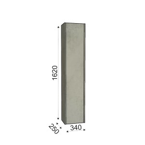 Elemento per mobili bagno t.b.t. con dimensioni (altezza 1620 mm, profondità 250 mm, larghezza 340 mm).