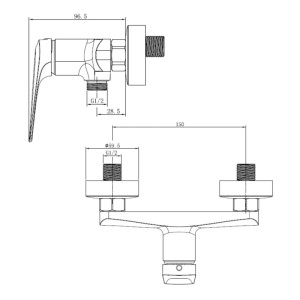 Miscelatore esterno doccia serie Riva Ø30 mm cromato