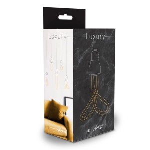 Confezione di una lampadina LED E27 t.b.t. con filamento decorativo.