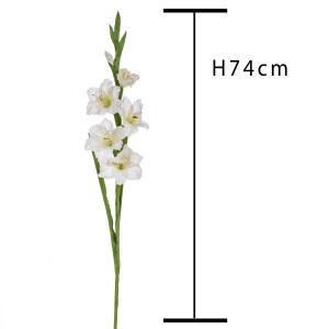 Gladiolo artificiale bianco decorativo, altezza 74 cm.