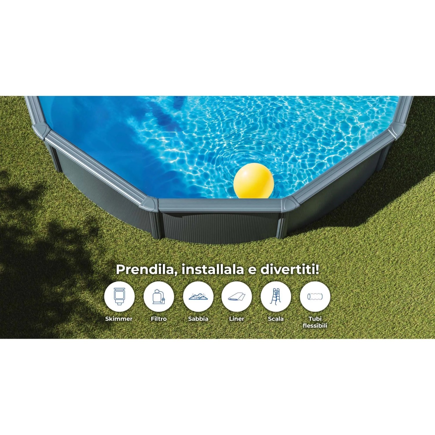 Piscina fuori terra tonda in acciaio antracite Gre Ø 460 H 120 cm_3