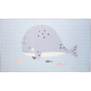 Tappeto colorato per bambini con balena, 80x100 cm, perfetto per ogni cameretta.