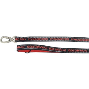 Guinzaglio nero per cani con interno rosso e moschettone.