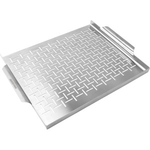 Piastra per grill Jamestown in acciaio inox, 39,5x29cm, per grigliare pesce, carne e verdure a basso contenuto di grassi.