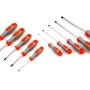 Set di 9 cacciaviti con manici grigio-arancio.