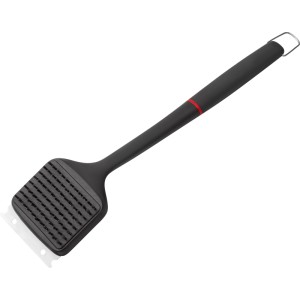 Spazzola per griglia Jamestown con setole in acciaio inox e manico soft-touch nero.