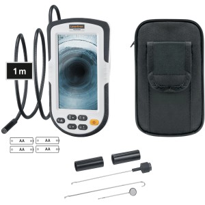 Sistema di videoispezione Laserliner VideoPocket con accessori e custodia.