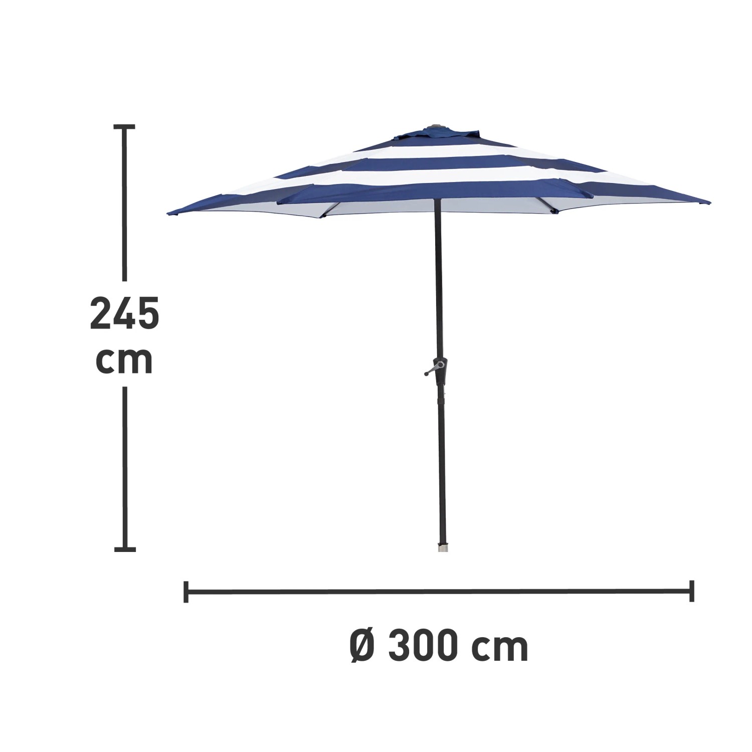 Tenda Di Ricambio Per Ombrellone Da Giardino, 3 Metri Di Diametro, 8 Costole, In Poliestere Idrorepellente, Colore Blu Navy, Solo Copertura