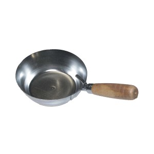Cazzuola/secchio da muratore in metallo con manico in legno per lavori di muratura e intonacatura.