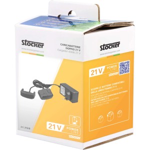 Caricabatterie Stocker 21V nella confezione originale.