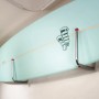 Supporto per tavola da surf zincato 270x200 mm con cappuccio in gomma rossa per montaggio a parete.