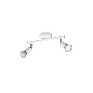 Faretto da soffitto bianco t.b.t. con due luci per interni.