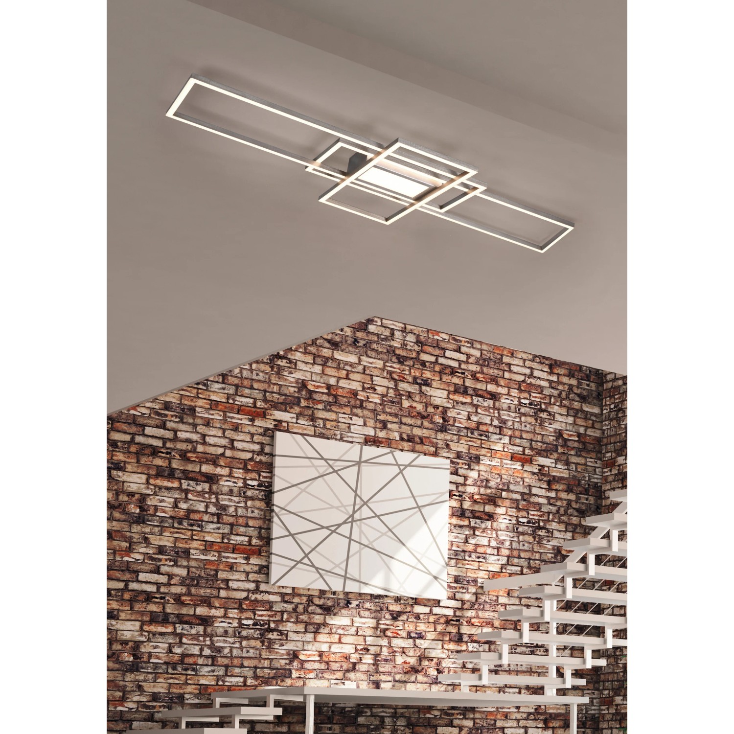 Moderna lampada da soffitto a LED Trio Irvine, 60W, nickel opaco, dimmerabile con telecomando.