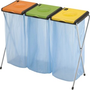 Gimi Nature 3 porta sacchi per 3 sacchi fino a 130 l, con coperchi colorati per la raccolta differenziata.
