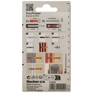 Tasselli Fischer DuoPower 8x40 S PH, istruzioni per l'uso.