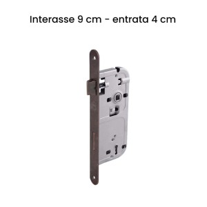 Serratura patent scrocco interasse 90 mm entrata 40 mm bronzata