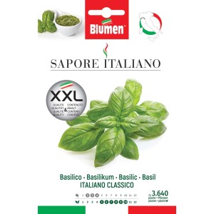 Confezione di semi di basilico 'Sapore Italiano' XXL di Blumen. Erbe aromatiche per il giardino.
