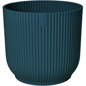 Vaso per fiori Elho Vibes Fold, Ø 18 cm, blu intenso, texture a coste, ideale per piante da interno.
