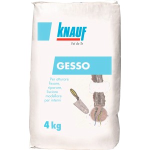 Sacco di gesso Knauf Gesso da 4 kg, intonaco per lisciare e riparare pareti interne.