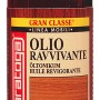 Olio per legno t.b.t. in contenitore di vetro marrone. Adatto per la cura e la protezione delle superfici in legno.