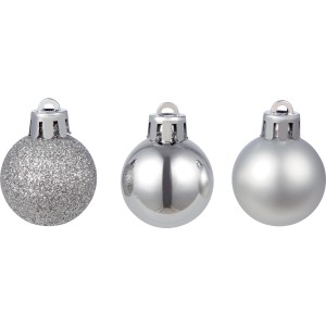 Set di palline di Natale argento, 9 pezzi, Ø 3 cm, plastica, con diverse superfici.