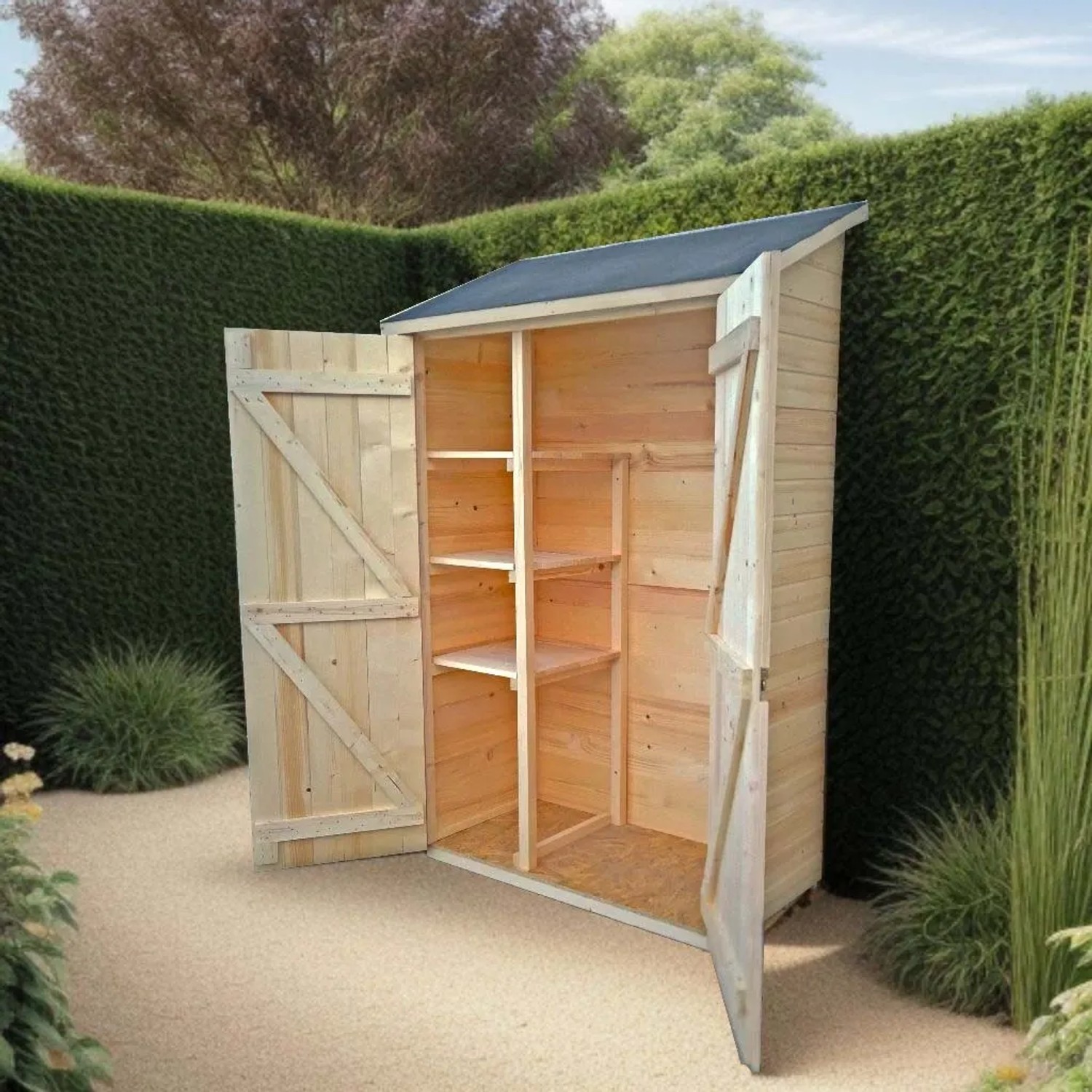 Casetta da giardino in legno sp 16 mm H206xL132xP65 cm_2