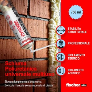Schiuma poliuretanica spray universale Fischer Bi-pack 2x750 ml