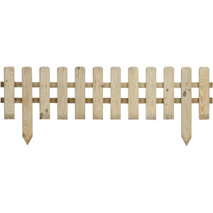 Recinzione da giardino in legno t.b.t., finitura naturale, con pali appuntiti.