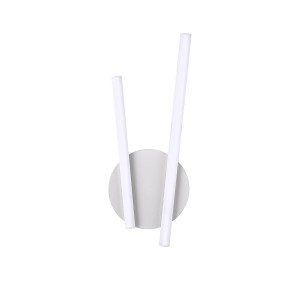 Plafoniere LED moderna t.b.t. con due barre luminose e base rotonda.