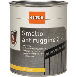 Barattolo di smalto antiruggine 3in1 OBI, colore Micaceo. Protegge dalla ruggine fino a 8 anni.